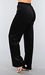 Zwarte Fluwelen Wide Leg Panterprint Broek