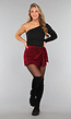 Bordeaux Rode Velours Overslag Skort met Strikdetail