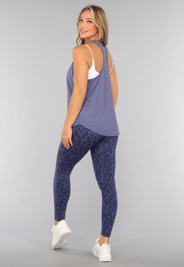Blauwe Mouwloze Sport Tanktop
