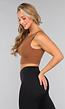 Camel Padded Sporttop met Open Rug