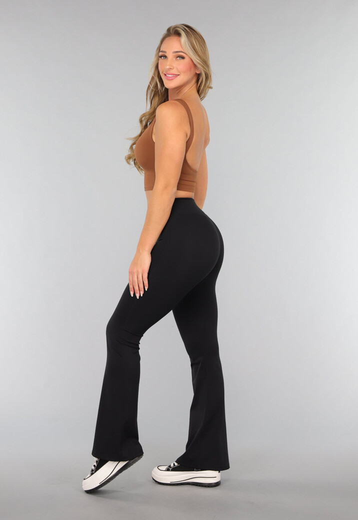 Camel Padded Sporttop met Open Rug