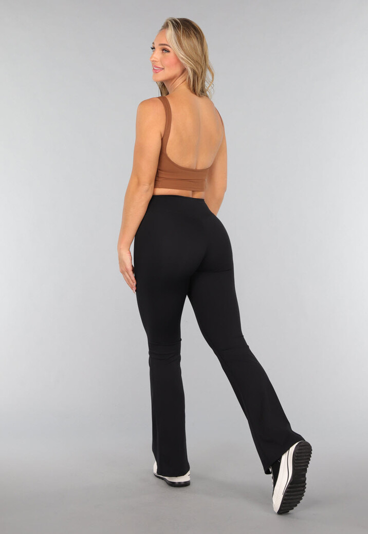 Camel Padded Sporttop met Open Rug