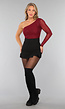 Burgundy One Shoulder Glitter Top