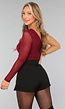Burgundy One Shoulder Glitter Top