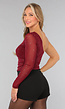 Burgundy One Shoulder Glitter Top