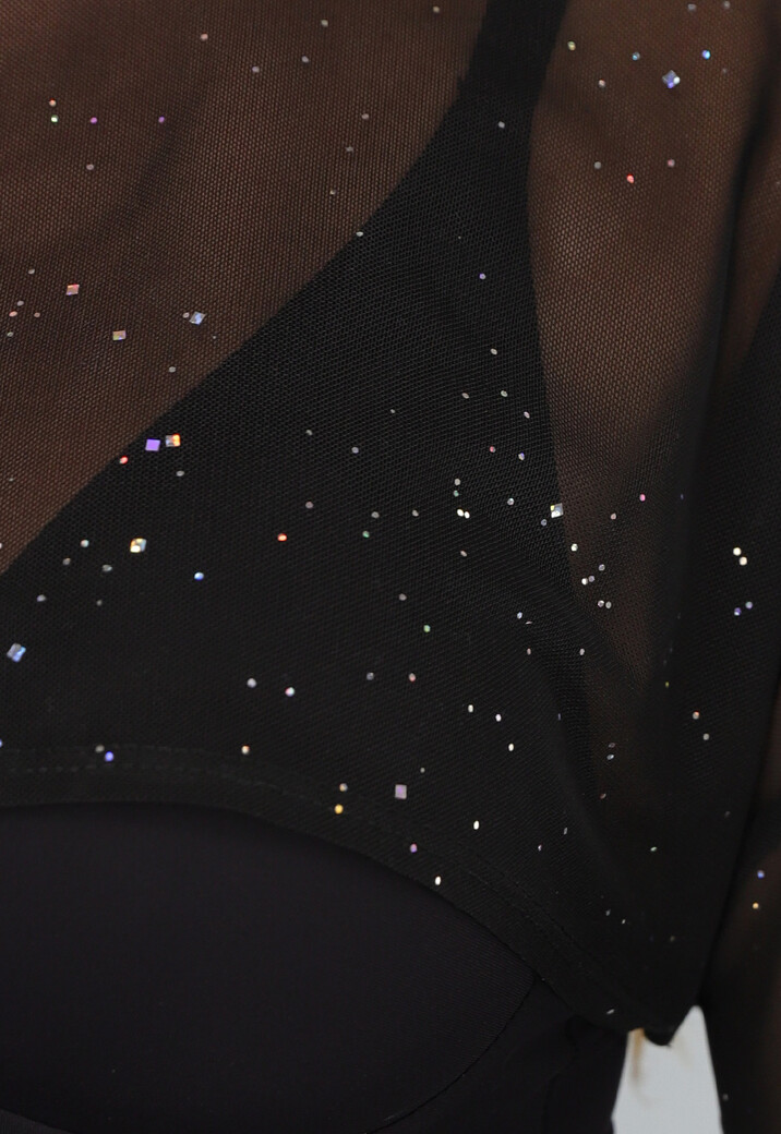 Zwarte Mesh Glitter Bolero