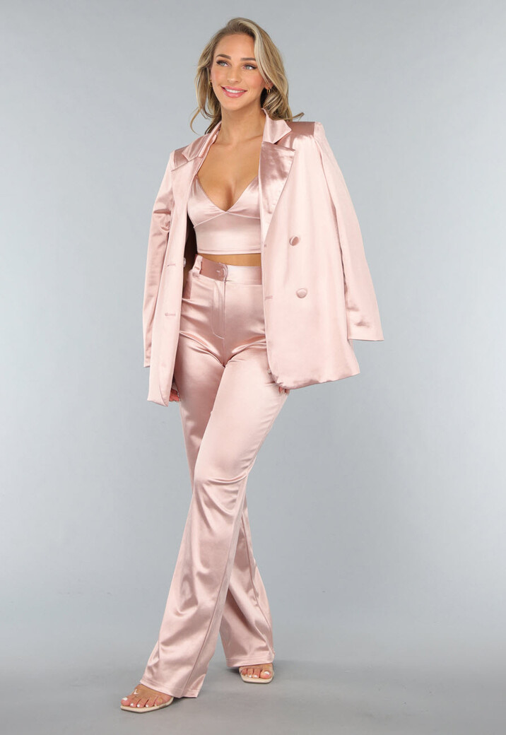Rosé Blazer met Satin Look