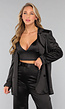 Zwarte Oversized Satin Blazer