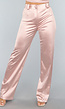 Rosé Stretch Satijnen High Waist Pantalon