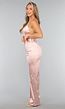 Rosé Stretch Satijnen High Waist Pantalon