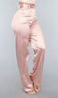 Rosé Stretch Satijnen High Waist Pantalon