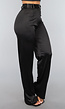 Zwarte Satijnen Straight Leg Stretch Pantalon