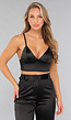 Zwarte Satijnen Triangel Top