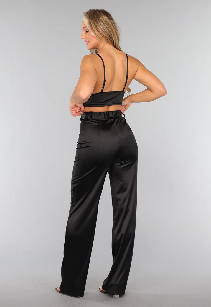 Zwarte Satijnen Triangel Top