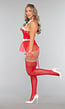 Rode Kerst Lingerie Bodysuit met Fluffy Details
