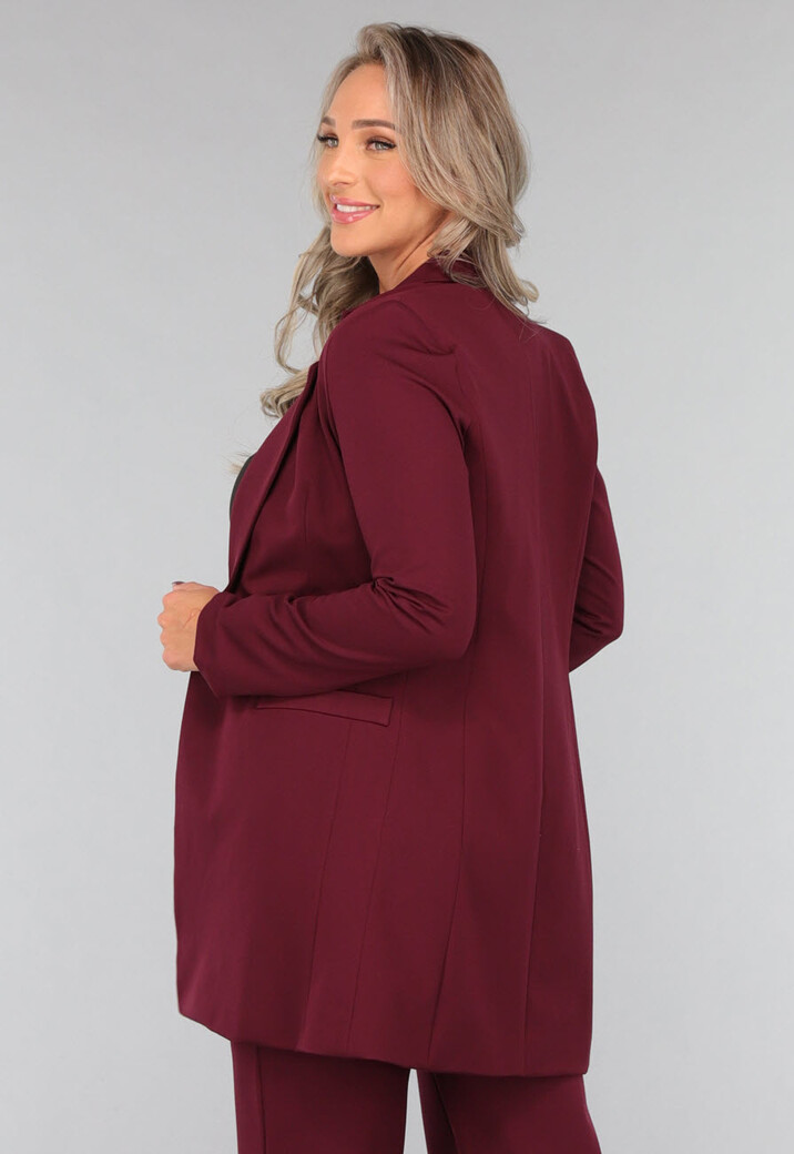 Halflange Burgundy Blazer met Stretch