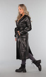 Zwarte Lederlook Trenchcoat met Tailleband