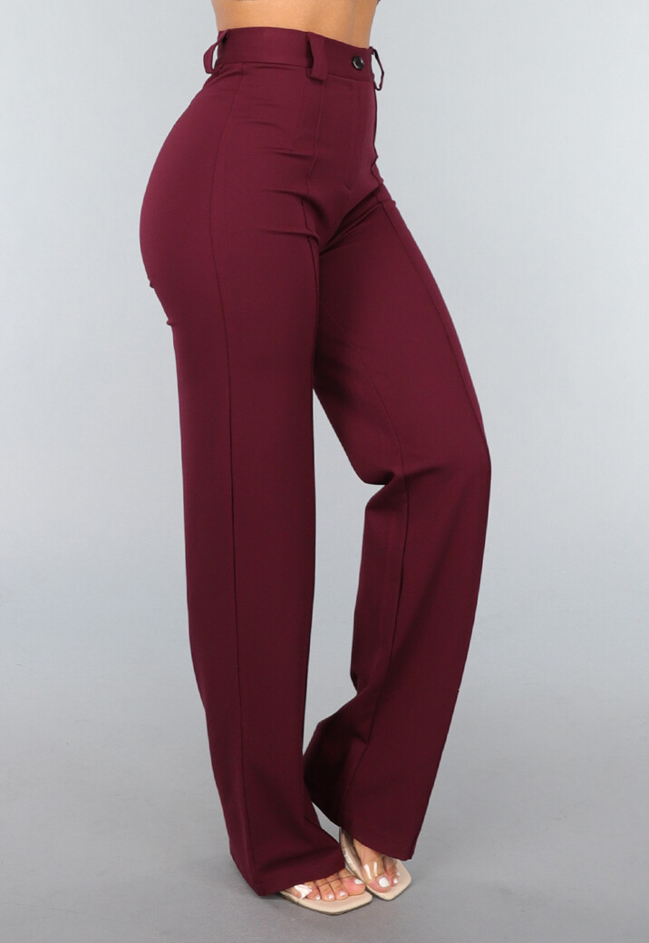 Straight Leg Burgundy Pantalon
