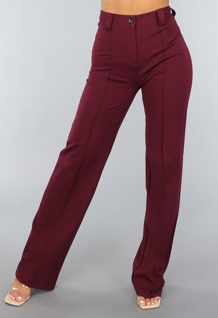 Straight Leg Burgundy Pantalon