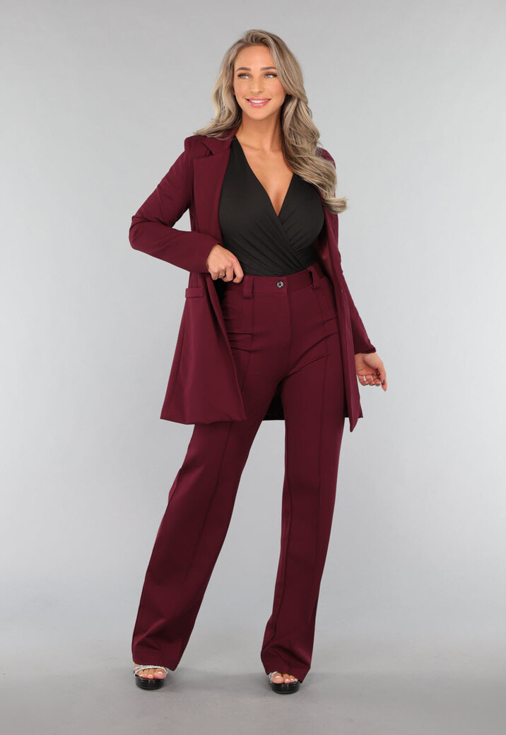 Straight Leg Burgundy Pantalon