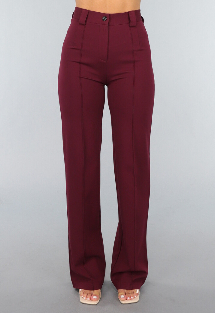 Straight Leg Burgundy Pantalon