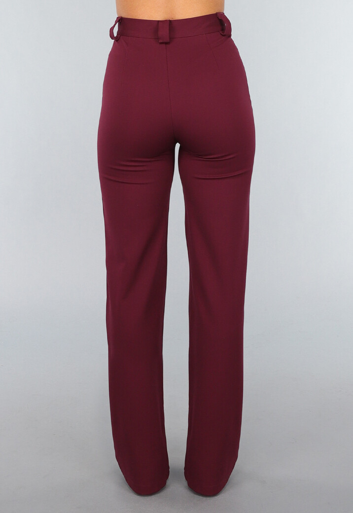 Straight Leg Burgundy Pantalon