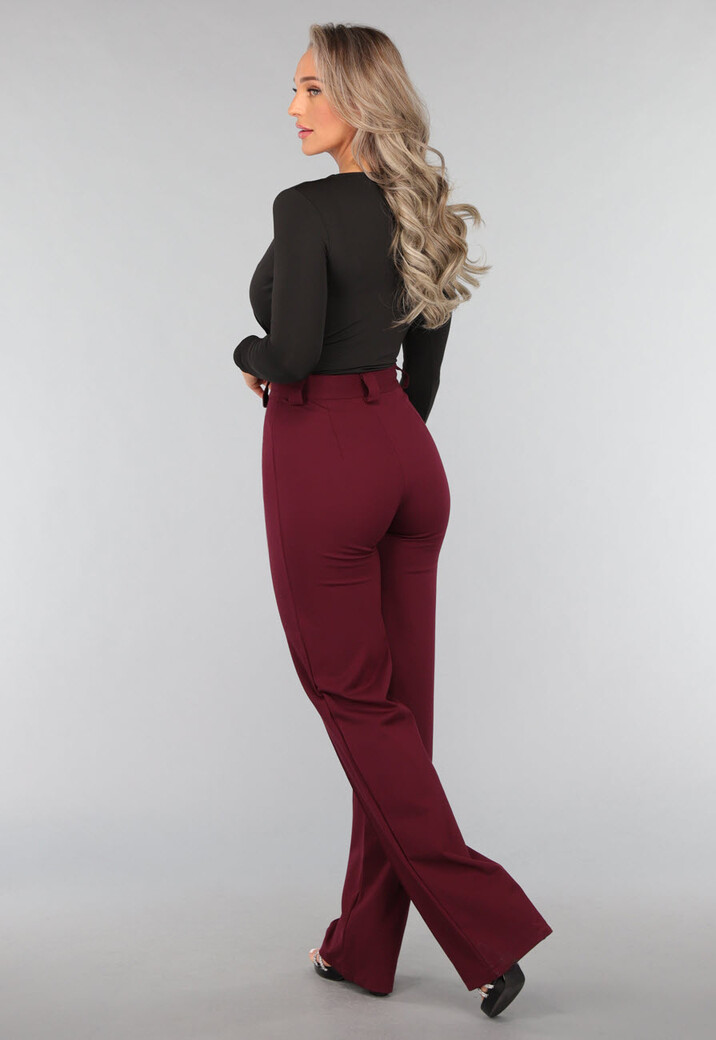 Straight Leg Burgundy Pantalon