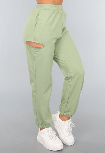 Lichtgroene Joggingbroek met Open Detail
