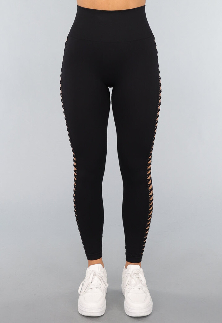 Zwarte Sportlegging met Open Zijkant