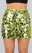 Korte Groene Sequin Rok