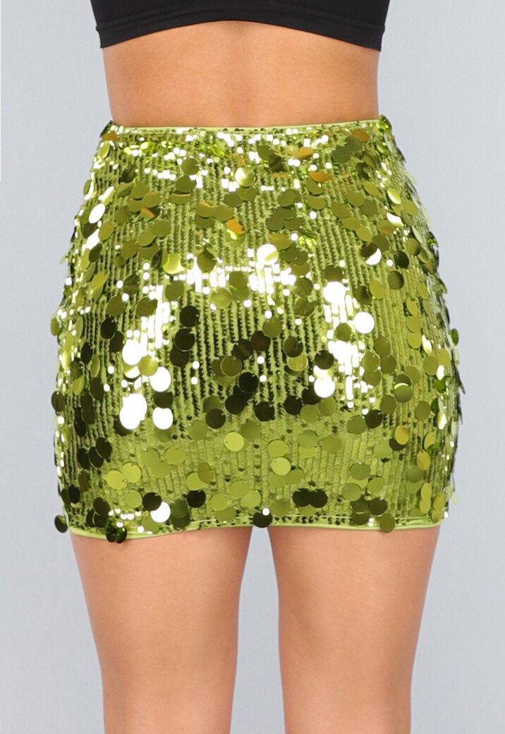 Korte Groene Sequin Rok