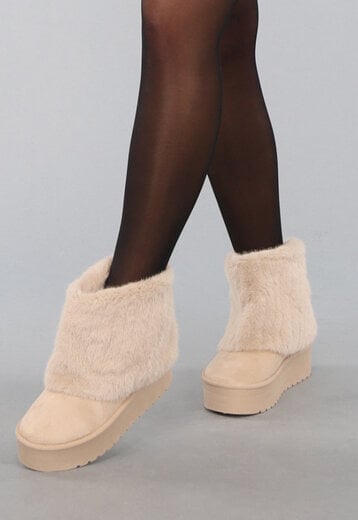 Beige Zachte Overslag Laarsjes