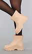 Beige Korte Rubberlaarsjes met Grove Zool