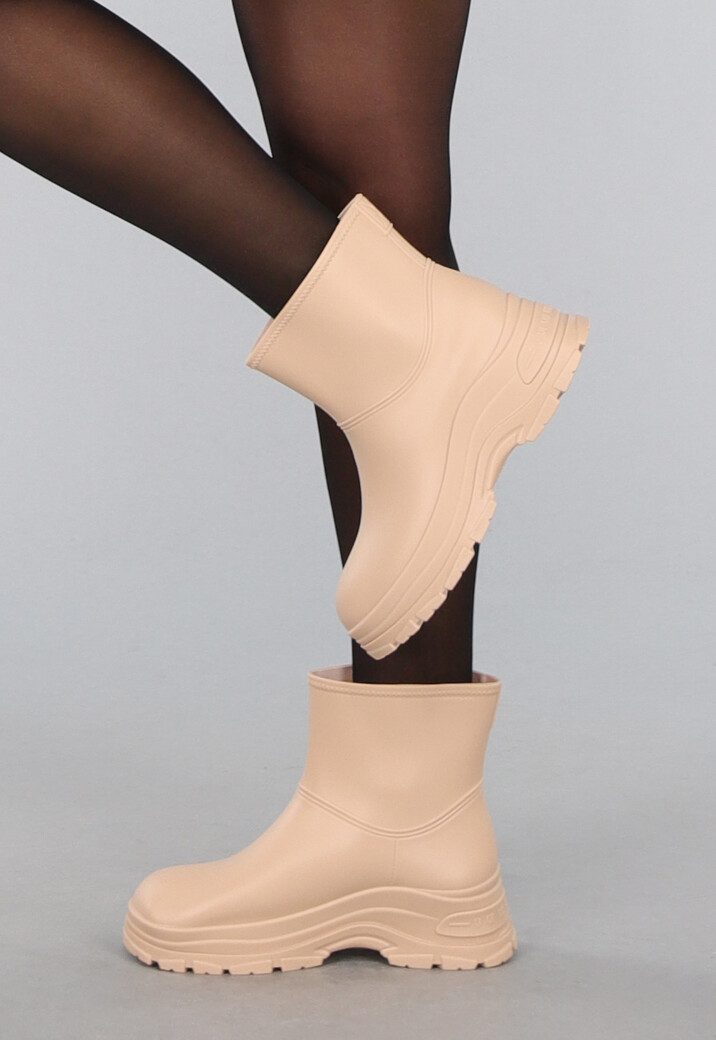 Beige Korte Rubberlaarsjes met Grove Zool