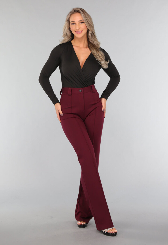 Zwarte Longsleeve Basic Overslag Body