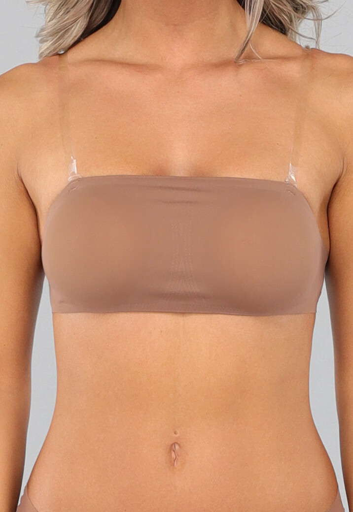 Bruine Naadloze Strapless BH met Uitneembare Pads
