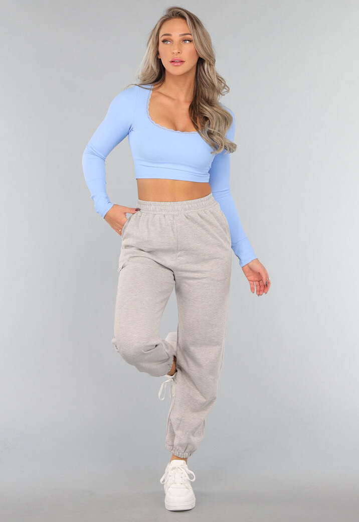 Lichtblauwe Padded Longsleeve Sporttop