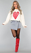 Witte Trui met Rood Hart