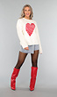 Witte Trui met Rood Hart