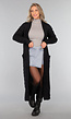 Lange Zwarte Cardigan met Zakken