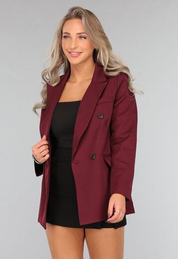 Burgundy Blazer met Zwarte Knopen