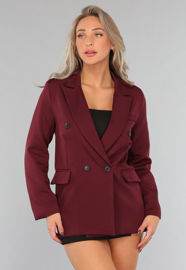 Burgundy Blazer met Zwarte Knopen