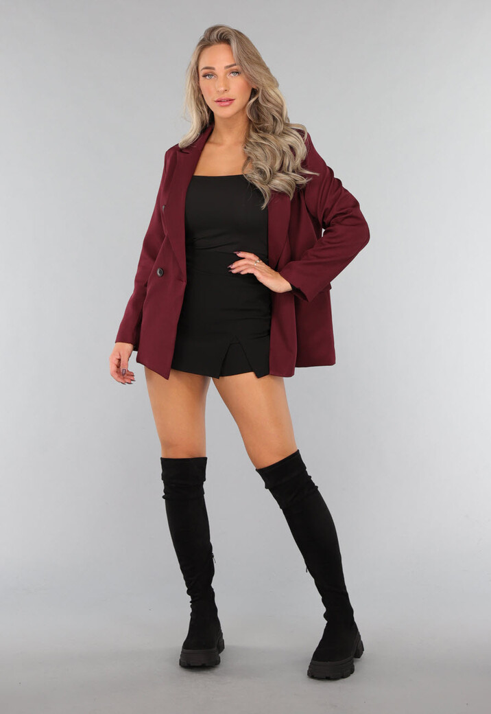 Burgundy Blazer met Zwarte Knopen