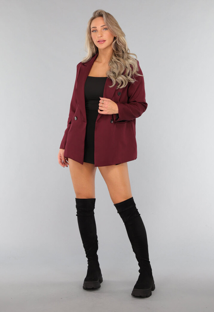 Burgundy Blazer met Zwarte Knopen