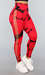 Rode Sportlegging met Cut Out en Vlek Print