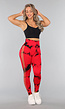 Rode Sportlegging met Cut Out en Vlek Print