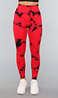 Rode Sportlegging met Cut Out en Vlek Print