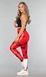 Rode Sportlegging met Cut Out en Vlek Print