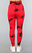 Rode Sportlegging met Cut Out en Vlek Print