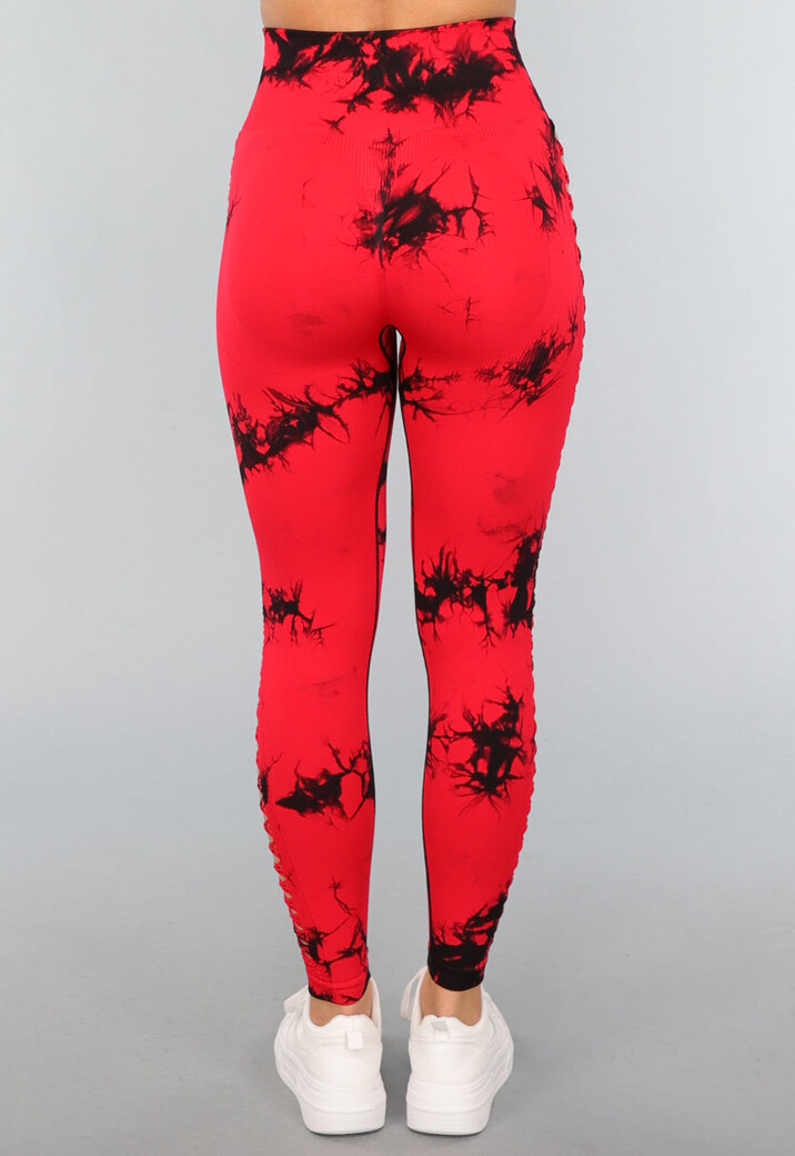 Rode Sportlegging met Cut Out en Vlek Print